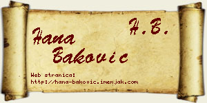 Hana Baković vizit kartica